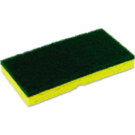 Continental Commercial Products SS652 Continental® Medium-Duty Scrubber Sponge, 3 1/8 X 6 1/4 In, Yellow/Green, 5/Pk, 8 Pk/Ct image.