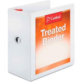 Cardinal Brands Inc 32150 Cardinal® Treated ClearVue Locking Slant-D Ring Binder, 5" Capacity, White image.