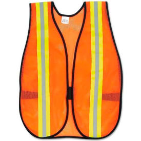 MCR Safety V201R MCR Safety V201R Orange Safety Vest, 2" Reflective Strips, Polyester, Side Straps, One Size image.