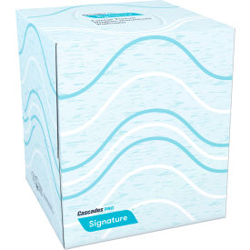 United Stationers Supply CSDF710 Cascades PRO Signature Facial Tissue, 2-Ply, White, Cube, 90 Sheets/Box, 36 Boxes/Carton image.