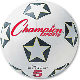 Champion Sports SRB4 Champion Sports SRB4 Rubber Sports Ball, For Soccer, No. 4, White/Black image.