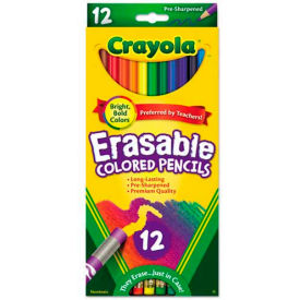 Crayola 684412 Crayola® Erasable Colored Woodcase Pencils, 3.3 mm, 12 Assorted Colors/Set image.