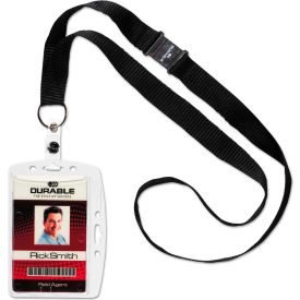 Durable Office Products 826819 Durable® Shell-Style ID Card Holder, Vertical/Horizontal, With Necklace, Clear, 10/Pack image.