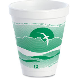 Horizon Hot/Cold Foam Drinking Cups, 12 oz. Capacity, White/Green, 25/Bag, 40 Bags/Carton view 2