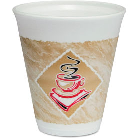 United Stationers Supply 12X16G Dart® Cafe G® Hot/Cold Foam Cups, 12 oz, Brown/Red/White, Pack of 20 image.