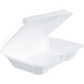 United Stationers Supply 206HT1R Dart® Foam Container, 9-5/16"L x 6-3/8"W x 2-5/8"H, White, Pack of 200 image.