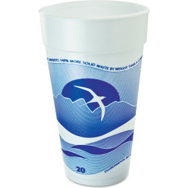United Stationers Supply 20J16H Dart® Horizon® Hot/Cold Foam Drink Cups, 20 oz, Blueberry/White, Pack of 500 image.