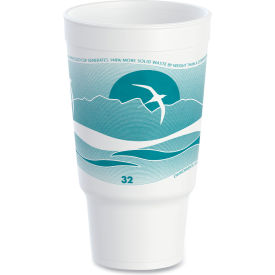 Horizon Hot/Cold Foam Drinking Cups, 32 oz. Capacity, White/Teal, 16/Bag, 25 Bags/Carton view 2