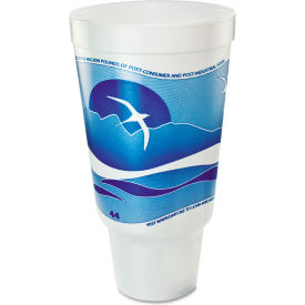 United Stationers Supply 44AJ32H Dart® Horizon® Hot/Cold Foam Drink Cups, 44 oz, Ocean Blue/White, Pack of 300 image.