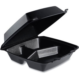 Insulated Foam Hinged Lid Container, 8-3/8"L x 7-15/16"W x 3-3/16"H, Black, 200/Carton view 2