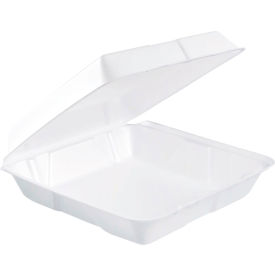 Foam Hinged Lid Container, 9-1/4"L x 9-1/2"W x 3"H, White, 200/Carton view 2