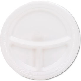 3-Compartment Mediumweight Foam Plates, Plate, 9" Diameter, White, 125 per Pack view 2
