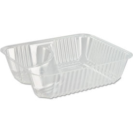 United Stationers Supply C56NT2 Dart® ClearPac Small Nacho Tray, 2 Compartments, 6"L x 5"W x 1-1/2"H, Clear, Pack of 500 image.