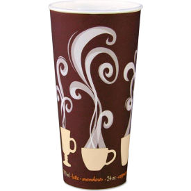 24 oz. Capacity Paper Hot Drink Cups, Steam Print Design, Brown/White, 600/Carton view 2