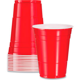 SOLO® Plastic Party Cold Cups Polystyrene16 Oz. 50/Pack Red