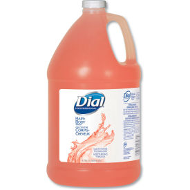 United Stationers Supply DPR03986 Dial Body & Hair Shampoo Gender Neutral Peach Scent, Gallon Bottle 4/Case - DPR03986 image.
