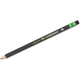 Dixon Ticonderoga 22500 Dixon® Tri-Conderoga Pencil with Microban Protection, HB (#2), Black Lead, Black Barrel, Dozen image.