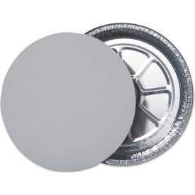 United Stationers Supply L290500 Durable Packaging Flat Board Lids for 9" Dia. Paper Container, Silver, Pack of 500 image.