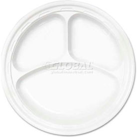 Dart® DCC10CPWF 3-Comp Plastic Plates 10-1/4"" Dia. White 500/Carton