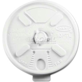Dart 10FTL Dart® Lift N Lock Plastic Hot Cup Lids, Fits 10-oz. Cups, White, 100/Bag image.