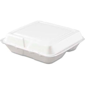 Dart 80HT3R DART® 80HT3R, Foam Hinged Food Container, 3 Compartments, White, 200/Carton image.