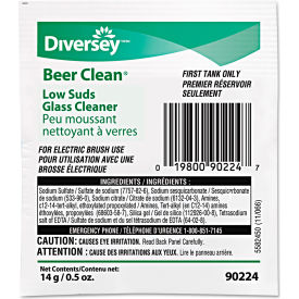 United Stationers Supply DRA90224 Diversey™ Beer Clean® Low Suds Glass Cleaner, 0.5 oz. Pack, 100 Packs - 990224 image.