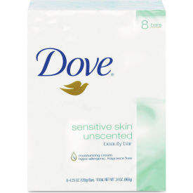Unilever  CB613789 Sensitive Skin Bath Bar, Unscented, 4.5 Oz Bar, 8 Bars/Pack, 9 Packs/Carton image.