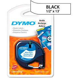 Dymo Corp 91331 DYMO® LetraTag Plastic Label Tape Cassette, 1/2" x 13ft, White image.