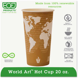 Eco Products EP-BHC20-WA Eco-Products® World Art Renewable Resource Hot Drink Cups, 20 oz, Tan, 1000/Carton image.
