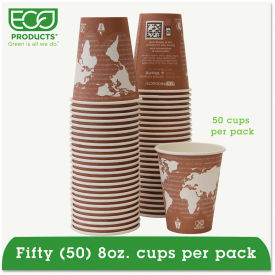 Eco Products EP-BHC8-WAPK Eco-Products® World Art Renewable Resource Hot Drink Cups, 8 oz, Plum, 50/Pack image.