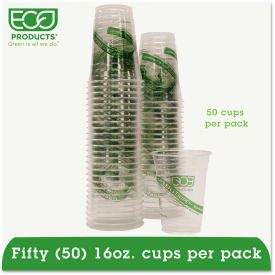 Eco Products EPCC16GSPK Eco-Products® GreenStripe Renewable Resource Cold Drink Cups, 16 oz, Translucent, 50/Pack image.
