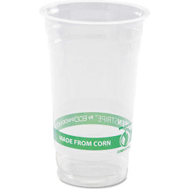 Eco Products ECP EP-CC24-GS Eco-Products® GreenStripe PLA Cold Cups, 24 Oz., Translucent image.