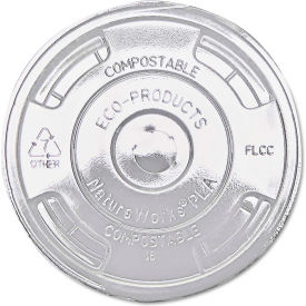 Eco Products EP-FLCC Eco-Products® Compostable Cold Drink Cup Lids, Flat, Translucent, 1000/Carton image.