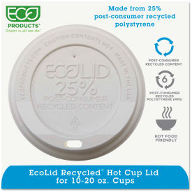 Eco Products EP-HL16-WR Eco-Products® Eco-Lid 25 Recycled Content Hot Cup Lid, Fits 10-20 oz Cups, 1000/Carton image.