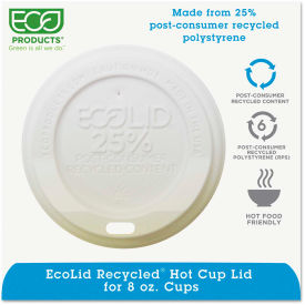Eco Products EP-HL8-WR Eco-Products® Eco-Lid 25 Recycled Content Hot Cup Lid, Fits 8 oz Cups, 1000/Carton image.