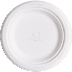 United Stationers Supply EP-P016 Eco Products® Renewable & Compostable Sugarcane Plates, 6" Dia., Natural White, Pack of 1000 image.