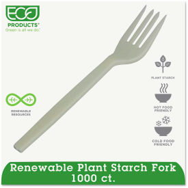 Eco Products EP-S002 Eco-Products® EP-S002, Fork, Plantstarch (PSM), Cream, 1000/Carton image.