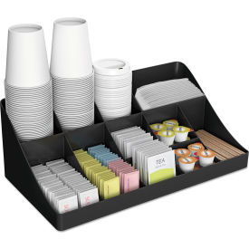 United Stationers Supply COMORGBLK Mind Reader Coffee Condiment Organizer w/ 11 Compartments, 18-1/4"W x 6-5/8"D x 9-3/4"H, Black image.