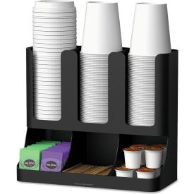 Mind Reader Flume Coffee Condiment Organizer w/ 6 Compartments 11-1/2""W x 6-1/2""D x 15""H Black