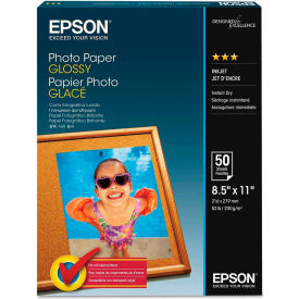 Epson America S041271 Glossy Photo Paper, 8-1/2" x 11", White, 100 Sheets/Pack image.