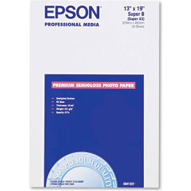 Epson America S041327 Semi-Gloss Premium Photo Paper, 13" x 19", White, 20 Sheets/Pack image.