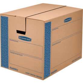 United Stationers Supply FEL0062901 Bankers Box® SmoothMove Prime Large Moving Boxes, 24"L x 18"W x 18"H, Kraft/Blue, 6/Pack image.