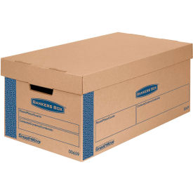 United Stationers Supply FEL0065901 Bankers Box® SmoothMove Prime Small Moving Boxes, 24"L x 12"W x 10"H, Kraft/Blue, 8/Pack image.