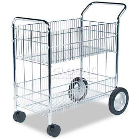 Fellowes Manufacturing 40912 Fellowes® 40912 Chrome Wire Mail Cart 37.5 x 21.5 x 39.5  image.