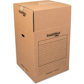 United Stationers Supply FEL7711001 Bankers Box ® SmoothMove Wardrobe Boxes, 24"L x 24"W x 40"H, Kraft/Blue, 3/Pack image.