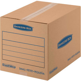 United Stationers Supply FEL7713801 Bankers Box® SmoothMove Basic Small Moving Boxes, 18"L x 12"W x 12"H, Kraft/Blue, 25/Pack image.