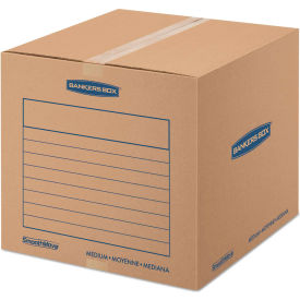 United Stationers Supply FEL7713901 Bankers Box® SmoothMove Basic Medium Moving Boxes, 18"L x 18"W x 16"H, Kraft/Blue, 20/Pack image.