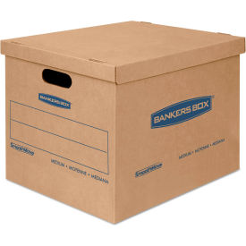 United Stationers Supply FEL7714210 Bankers Box® SmoothMove Classic Small Moving Boxes, 15"L x 12"W x 10"H, Kraft/Blue, 20/Pack image.