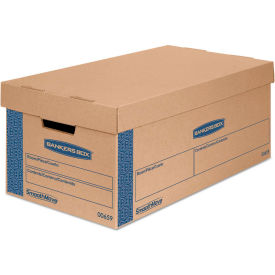 United Stationers Supply FEL7718201 Bankers Box® SmoothMove Basic Large Moving Boxes, 21"L x 17"W x 17"H, Kraft/Blue, 5/Pack image.
