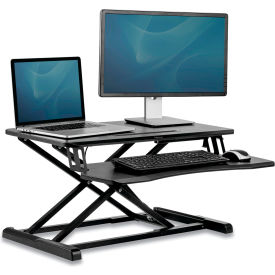 United Stationers Supply 8091001 Fellowes® Corsivo Sit-Stand Workstation, 31-1/2" x 24-1/4" x 16", Black image.